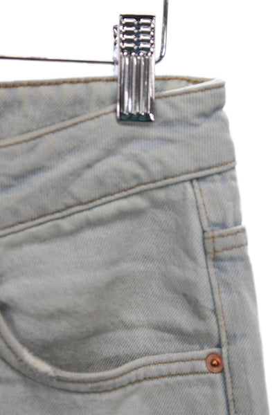 Raey Women Straight Jeans Mid Rise Blue Cotton Inseam 31 Size 26