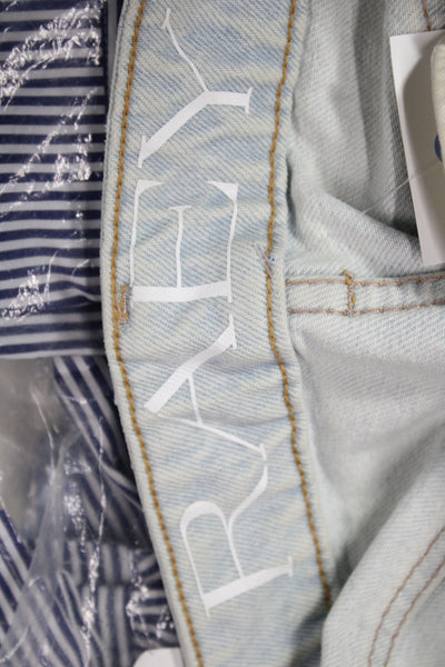 Raey Women Straight Jeans Mid Rise Blue Cotton Inseam 31 Size 26
