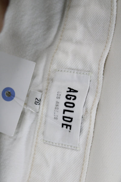 Agolde Womens Straight Jeans White Cotton Button 29 Inseam Size 26