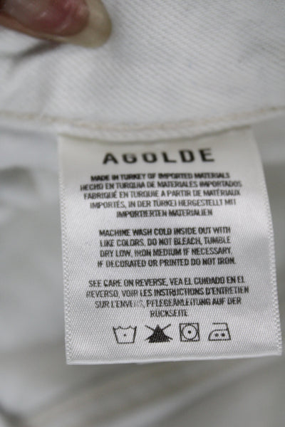 Agolde Womens Straight Jeans White Cotton Button 29 Inseam Size 26