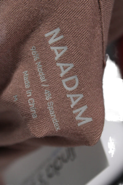Naadam Womens Basic Button Up Collared Short Sleeve Modal Brown Size M