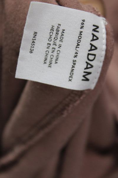Naadam Womens Basic Button Up Collared Short Sleeve Modal Brown Size M