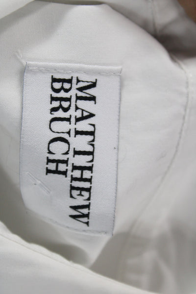 Matthew Bruch Womens Cropped Button Up Cotton Short Sleeve White Size 2