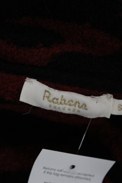 Rabens Saloner Women Black Animal Print Overcoat Button Long Sleeve Size S