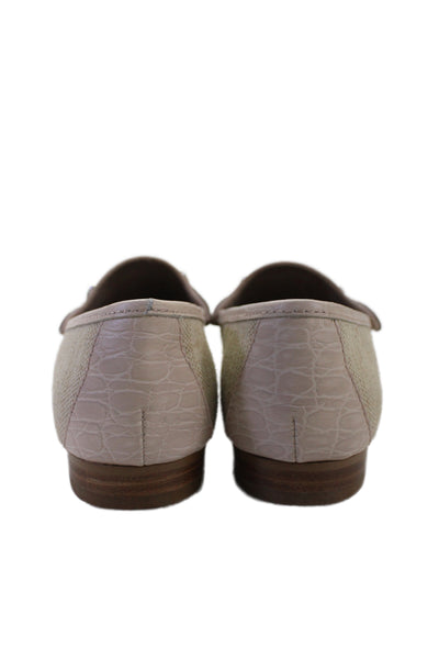 Donald J Pliner Womens Canvas Embellished Loafers Shoes Beige Pink Size 6M