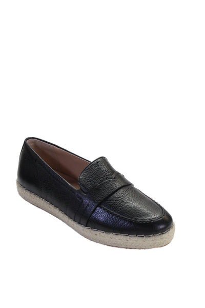Cole Haan Womens Leather Espadrille Montauk Loafers Shoes Black Size 6B