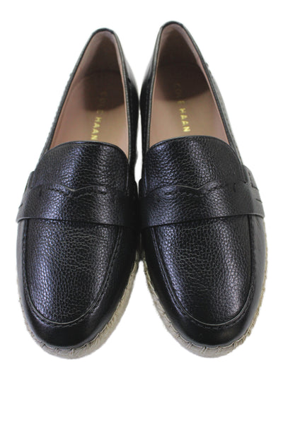 Cole Haan Womens Leather Espadrille Montauk Loafers Shoes Black Size 6B