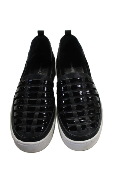 Donald J Pliner Womens Cringle Patent Slip On Loafers Shoes Black Size 6M