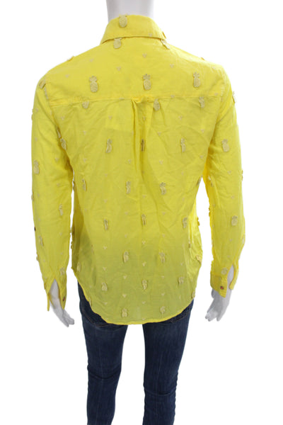 Maeve Anthropologie Women Yellow Cotton Button-Up Long Sleeve Size 0