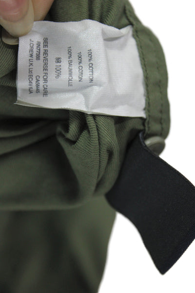 J Crew Women Basic Collared Button-Up Shirt Long Sleeve Green Cotton Size 2XS