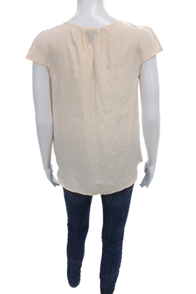 J Crew Womens Beige 100% Silk Sleeveless Floral Basic Blouse Size 0