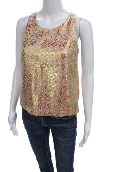 J Crew Womens Metallic Brocade Geometric Scoop Neck Camisole Size 00