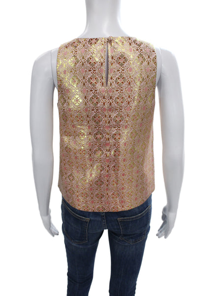 J Crew Womens Metallic Brocade Geometric Scoop Neck Camisole Size 00