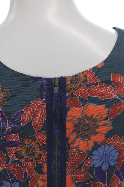 HD In Paris Women Blue Floral V-Neck Camisole Zip Sleeveless Viscose Size 0