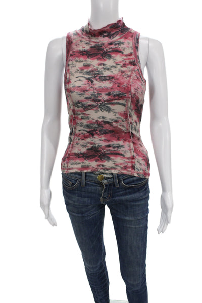 Anthropologie Women Basic Floral Mock Neck Sleeveless Tank Multicolor Size XS
