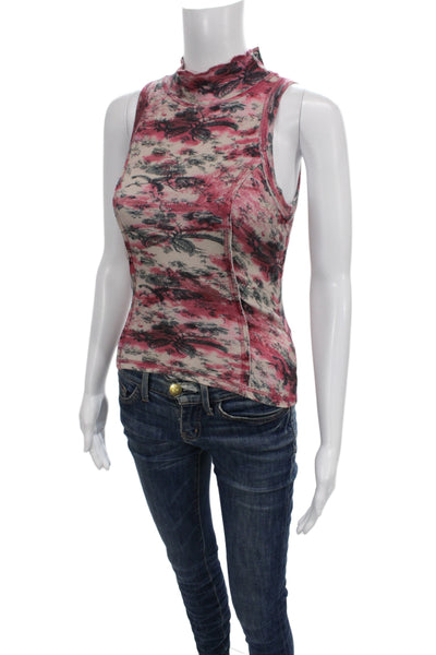 Anthropologie Women Basic Floral Mock Neck Sleeveless Tank Multicolor Size XS