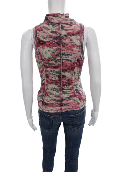 Anthropologie Women Basic Floral Mock Neck Sleeveless Tank Multicolor Size XS