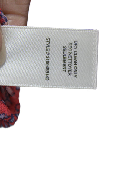 Rebecca Taylor Women Silk Tunic Red Floral Button Long Sleeve Round Neck Size 0