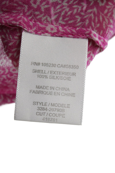 Joie Womens Silk V Neck Floral Button Blouse Pink Size XS