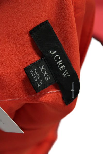 J Crew Womens Basic Solid Orange Long Sleeve Blouse Button Round Neck Size 2XS