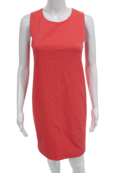 J Crew Women Sheath Dress Red Sleeveless Round Neck Zip Short Size 00