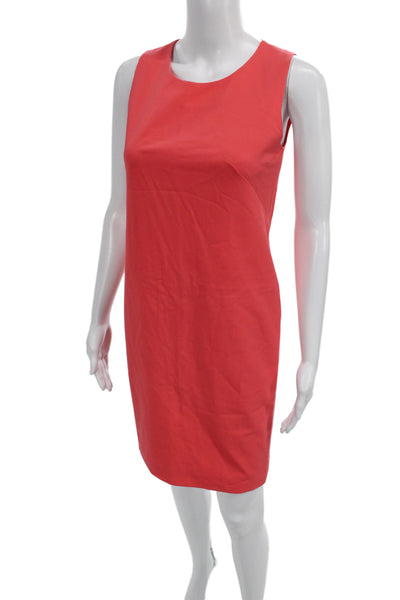 J Crew Women Sheath Dress Red Sleeveless Round Neck Zip Short Size 00