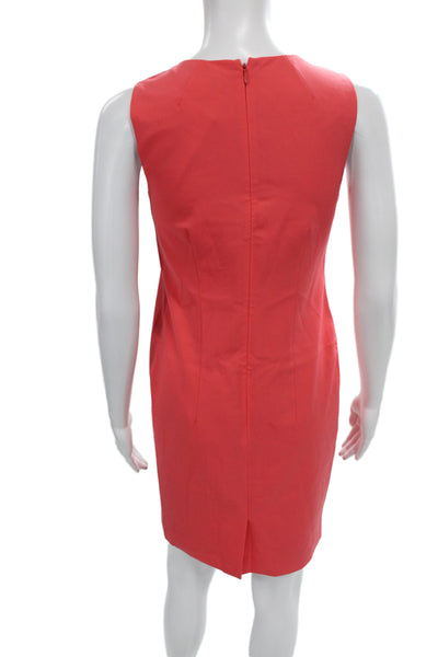 J Crew Women Sheath Dress Red Sleeveless Round Neck Zip Short Size 00