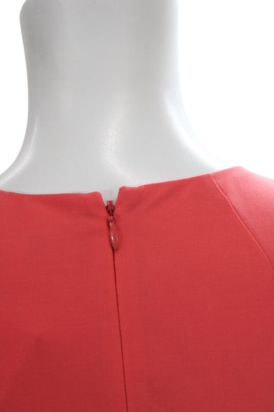 J Crew Women Sheath Dress Red Sleeveless Round Neck Zip Short Size 00