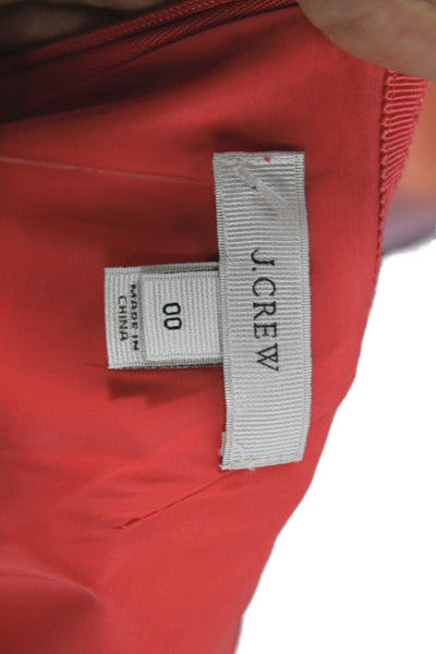 J Crew Women Sheath Dress Red Sleeveless Round Neck Zip Short Size 00