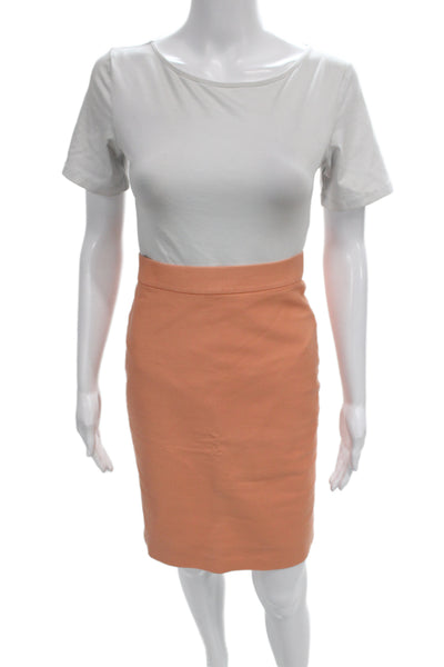 J Crew Womens Orange Straight Pencil Cotton Knee Length Skirt Size 00