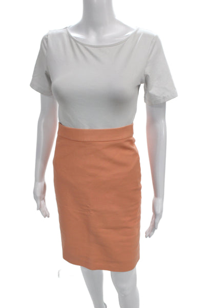 J Crew Womens Orange Straight Pencil Cotton Knee Length Skirt Size 00