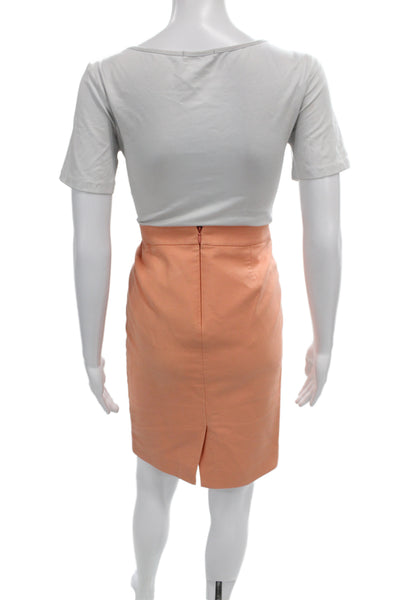 J Crew Womens Orange Straight Pencil Cotton Knee Length Skirt Size 00