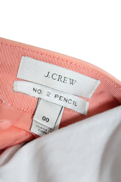 J Crew Womens Orange Straight Pencil Cotton Knee Length Skirt Size 00