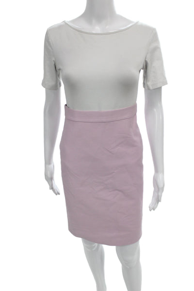 J Crew Women Pink Pencil Skirt Knee Length Zip Cotton Size 00