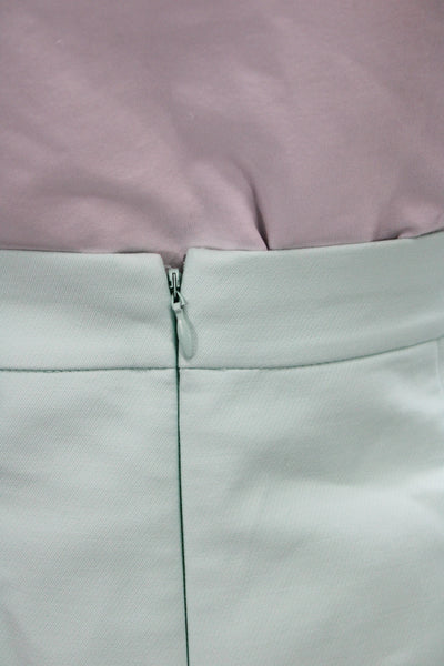 J Crew Women Pencil Skirt Green Knee Length Cotton Zip Size 00