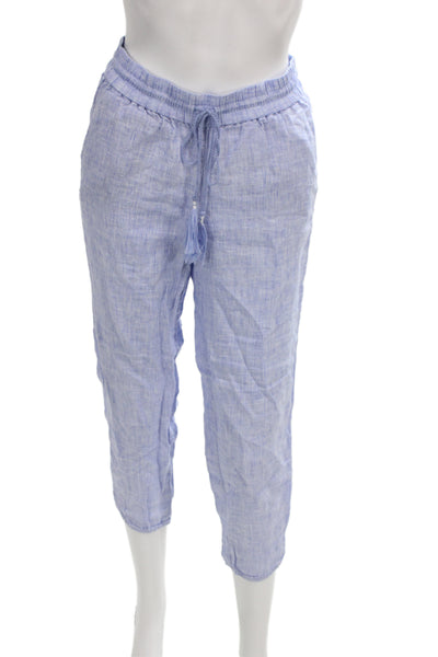 J Crew Womens Cropped Linen Drawstring Pants Blue Size 2XS