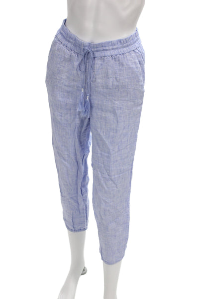 J Crew Womens Cropped Linen Drawstring Pants Blue Size 2XS