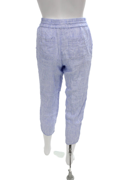 J Crew Womens Cropped Linen Drawstring Pants Blue Size 2XS