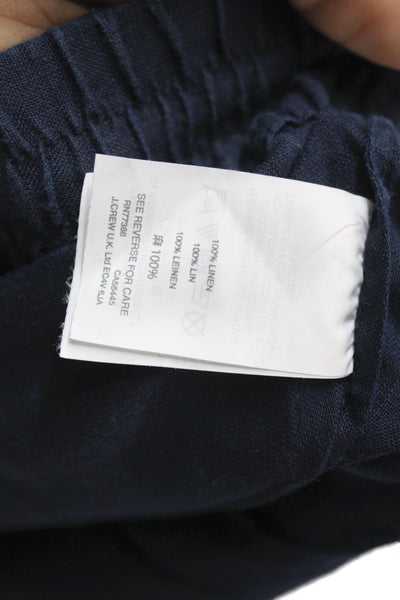 J Crew Women Cropped Linen Pants Blue Drawstring Casual Size 2XS