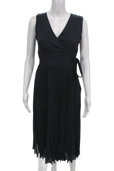 Leifsdottir Women Wrap Dress Black V-Neck Sleeveless Tie Long Polyester Size 0