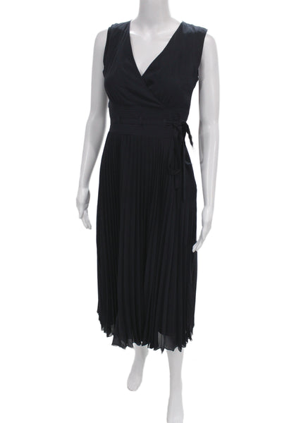Leifsdottir Women Wrap Dress Black V-Neck Sleeveless Tie Long Polyester Size 0