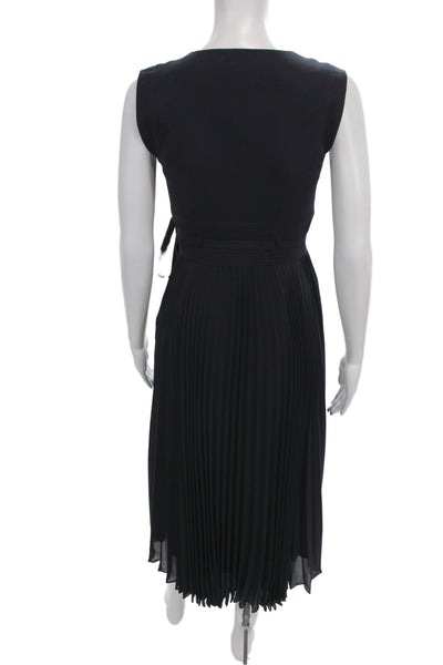Leifsdottir Women Wrap Dress Black V-Neck Sleeveless Tie Long Polyester Size 0