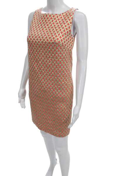 J Crew Womens Gold Geometric Shift Dress Sleeveless Short Zip Size 0