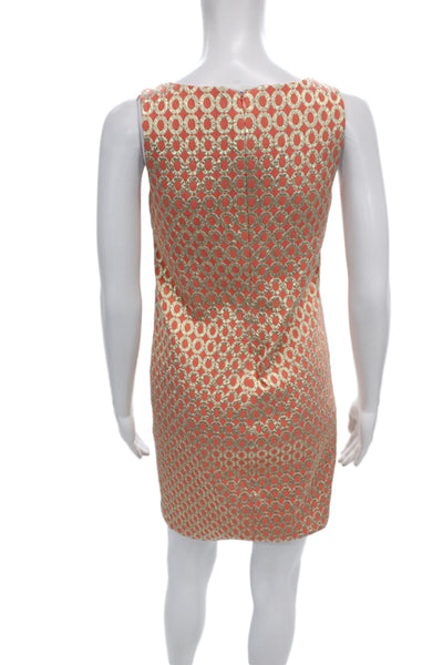 J Crew Womens Gold Geometric Shift Dress Sleeveless Short Zip Size 0