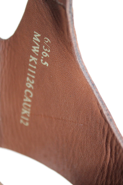 Kork Ease Women's Open Toe Leather Buckle Wedge Sandals Brown Size 36.5