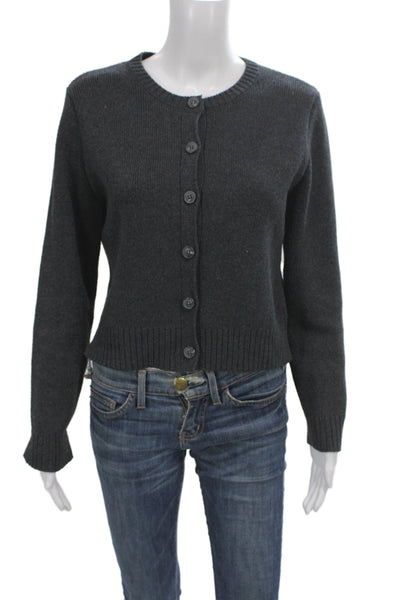 Zara Women Cardigan Gray Crew Neck Long Sleeve Size S