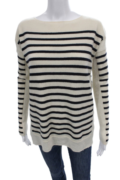 Vince Womens Ivory Striped Cashmere Pullover Boat Neck Nautical Size XS
