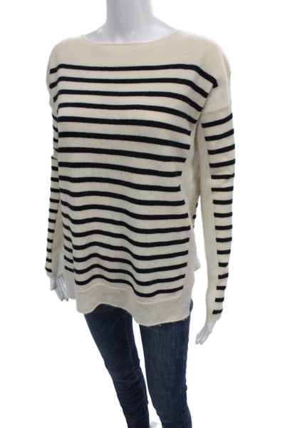 Vince Womens Ivory Striped Cashmere Pullover Boat Neck Nautical Size XS