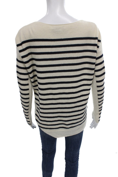 Vince Womens Ivory Striped Cashmere Pullover Boat Neck Nautical Size XS