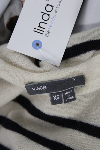 Vince Womens Ivory Striped Cashmere Pullover Boat Neck Nautical Size XS
